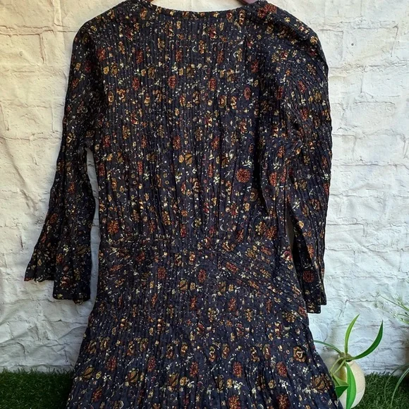 Veronica Beard Shireen Pleated Floral Midi-Dress Ink color Size 2 NWOT Romantic - Picture 9 of 15